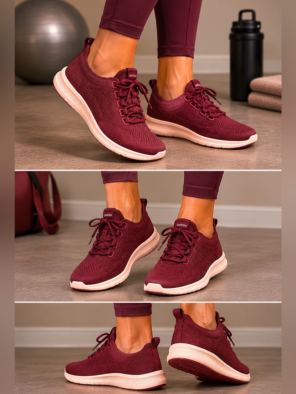Maroon Women's Knit Sneakers